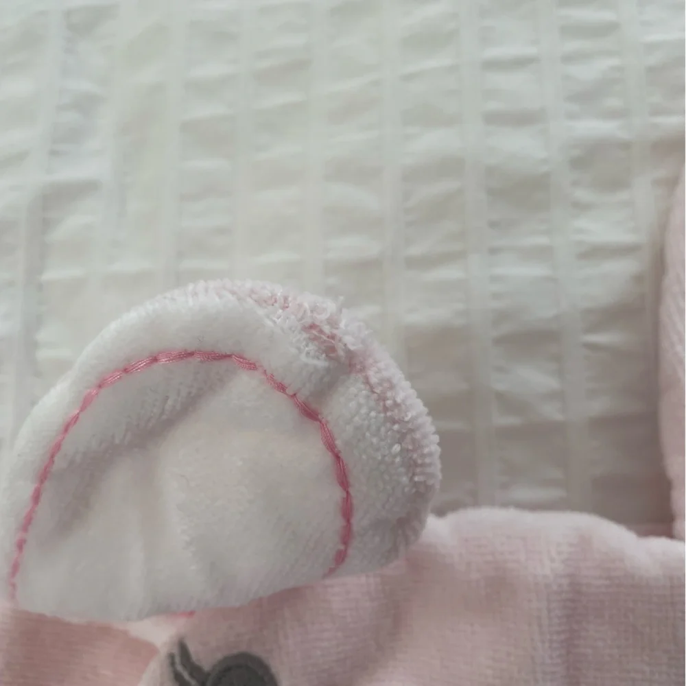 Pottery Barn Kids Critter Plush Kid Hooded Towel Collection Light Pink Bunny